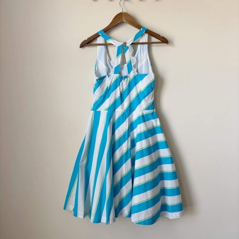 Lilly Pulitzer Zo Blue Roper Stripe Fit and Flare Dress Sz 6 - Picture 4 of 9